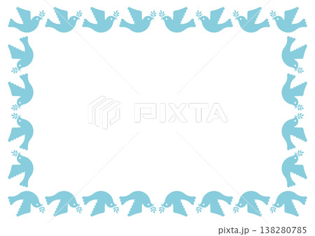 平和の鳩模様の水色四角フレーム 138280785