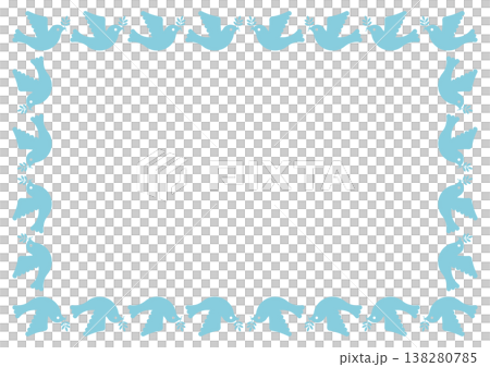 平和の鳩模様の水色四角フレーム 138280785