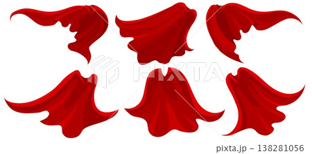 Cartoon collection of red flowing cloaks Cartoon collection of red flowing cloaks 138281056