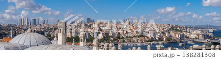 Stunning Panoramic View of the Bosphorus Strait Showcasing the Skyline of Istanbul on a Clear Day With Vibrant City Life Stunning Panoramic View of the Bosphorus Strait Showcasing the Skyline of Istanbul on a Clear Day With Vibrant City Life 138281308