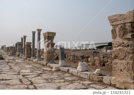 Exploring the Historical Ruins of Laodikeia Showcasing Ancient Columns and Stone Pathways 138281321