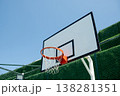 Basketball Hoop Against a Blue Sky at an Outdoor Court During the Day in a Local Sports Complex 138281351