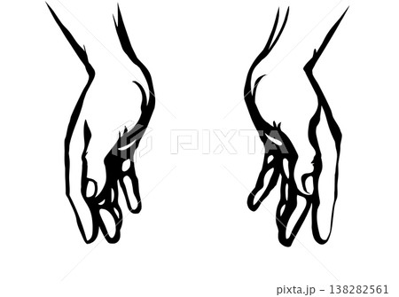Protecting hands. Vector drawing icon Protecting hands. Vector drawing icon 138282561