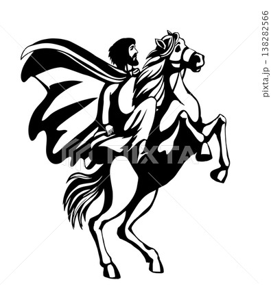 Vector drawing. Man on the horse Vector drawing. Man on the horse 138282566