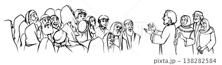 Vector illustration of a crowd listening to a speaker. 138282584