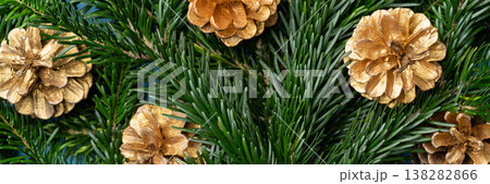 Christmas website banner golden pine cones Christmas website banner golden pine cones 138282866