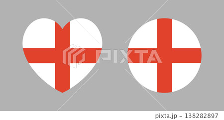 England flag round, heart shaped badge, sticker. National England circle, heart flag icon, button. Set of England flag banner, background. England flag round, heart shaped badge, sticker. National England circle, heart flag icon, button. Set of England flag banner, background. 138282897