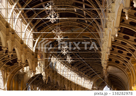 Neo Baroque colonnade in historic spa Marianske Lazne, Czechia, Cheb district, Karlovy Vary region, architectural details, sunny day Neo Baroque colonnade in historic spa Marianske Lazne, Czechia, Cheb district, Karlovy Vary region, architectural details, sunny day 138282978