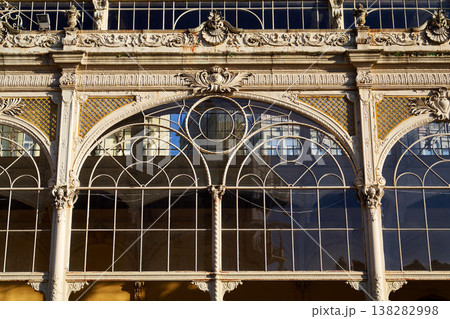 Neo Baroque colonnade in historic spa Marianske Lazne, Czechia, Cheb district, Karlovy Vary region, architectural details, sunny day Neo Baroque colonnade in historic spa Marianske Lazne, Czechia, Cheb district, Karlovy Vary region, architectural details, sunny day 138282998