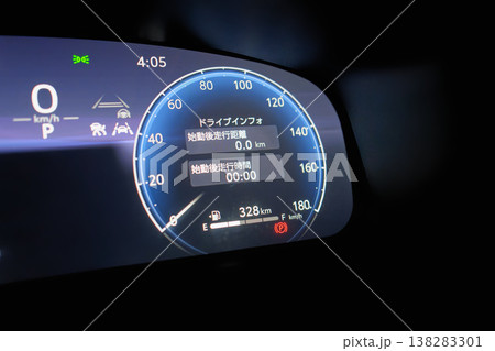 ガソリン高騰と家計防衛をイメージする車のデジタルメーター表示 138283301