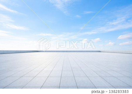 Empty rooftop terrace with blue sky background minimal outdoor space 138283383