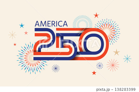 United States of America 250th anniversary celebration poster and banner background. Happy 4th of 138283399