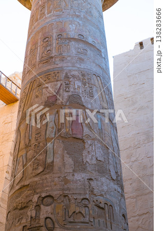 Columns of the Great Hypostyle Hall at Karnak Temple Complex, UNESCO World Heritage Site, Luxor, Egypt 138283666