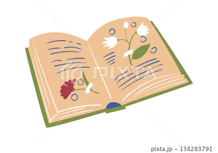 Herbarium Book Open Pressed Flowers 138283791