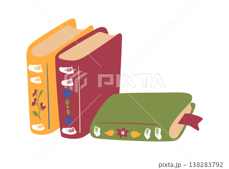 Book Stack With Bookmark Cartoon 138283792