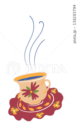 Tea Cup With Steam On Saucer Tea Cup With Steam On Saucer 138283794