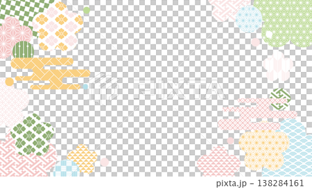 [Spring background material] Colorful Japanese pattern illustrations of traditional motifs 138284161