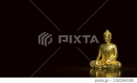 Golden Buddha Statue Meditation Spiritual Peace Concept 3d render. 138284189