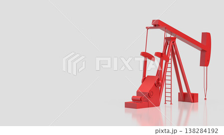Red Oil Pump Jack Isolated On White Background 3d render. 138284192