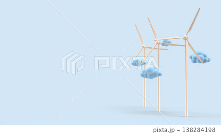 Wind Turbine Renewable Energy Sustainable Power Concept 3d render. Wind Turbine Renewable Energy Sustainable Power Concept 3d render. 138284198