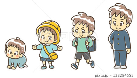 赤ちゃんから学生まで成長過程　男子 138284553
