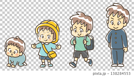 赤ちゃんから学生まで成長過程　男子 138284553