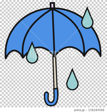 シンプルな雨と傘 138284568