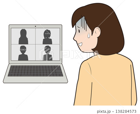 Web会議で焦る女性 Web会議で焦る女性 138284573