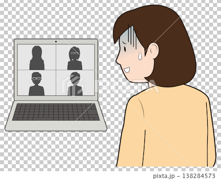 Web会議で焦る女性 Web会議で焦る女性 138284573