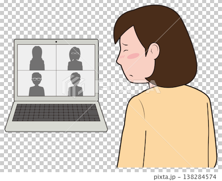 A woman who gets embarrassed during a web conference 138284574