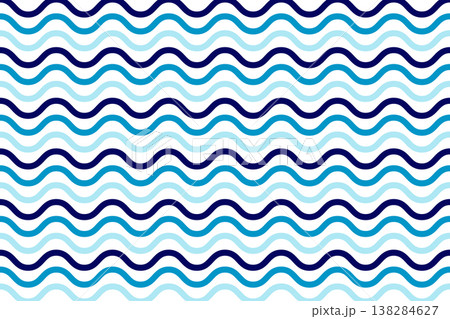 Waves pattern. Repeated blue curvy lines on white background. Sea or ocean, lake or river, swimming pool water texture. Spring or summer theme wallpaper. Simple maritime print. Vector illustration Waves pattern. Repeated blue curvy lines on white background. Sea or ocean, lake or river, swimming pool water texture. Spring or summer theme wallpaper. Simple maritime print. Vector illustration 138284627