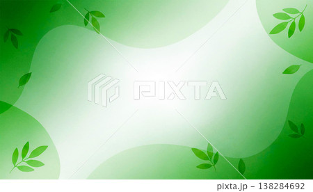 新緑の光あふれる水彩風背景 爽やかな緑の抽象フレーム 138284692