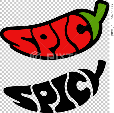 Spicy chili pepper text lettering logo Spicy chili pepper text lettering logo 138284755