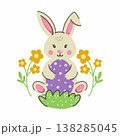 cute rabbit is holding an Easter egg. Illustration on white background. 138285045