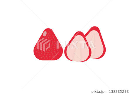 かわいいいちごと、いちごの断面のイラスト 138285258