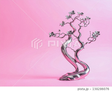 盆栽 抽象 ピンク ミニマル デザイン 138286076