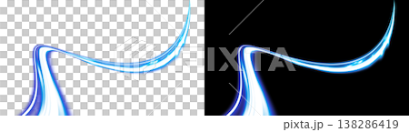Dynamic blue light streaks and transparent background, black background material 138286419