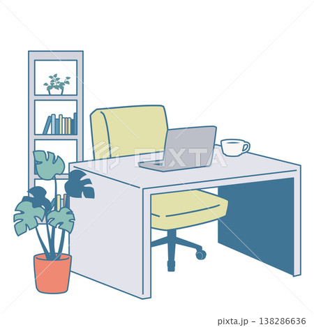 オフィスのデスクのイラスト オフィスのデスクのイラスト 138286636