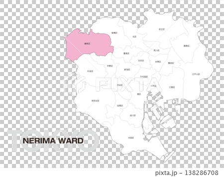 東京都練馬区の区名入り位置地図 138286708