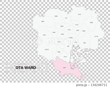 東京都大田区の区名入り位置地図 138286711