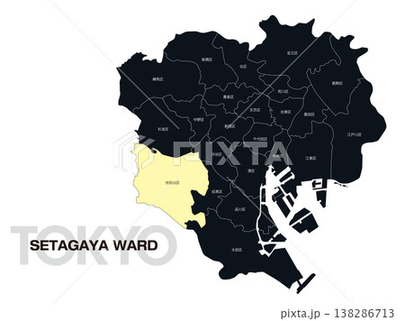 東京都世田谷区の区名入り位置地図 138286713