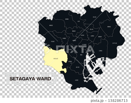 東京都世田谷区の区名入り位置地図 138286713