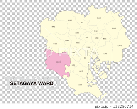 東京都世田谷区の区名入り位置地図 東京都世田谷区の区名入り位置地図 138286714