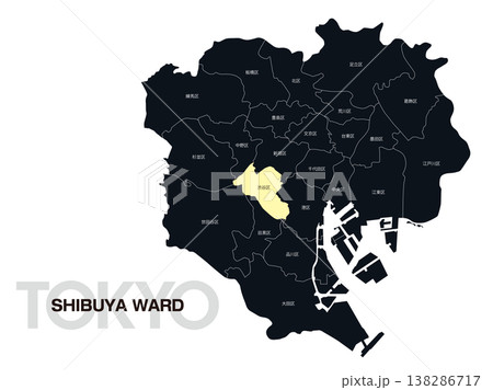 東京都渋谷区の区名入り位置地図 138286717