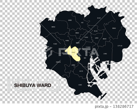 東京都渋谷区の区名入り位置地図 138286717