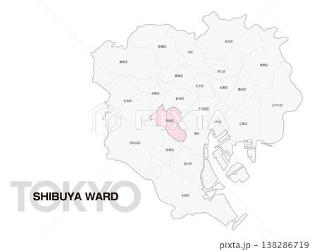 東京都渋谷区の区名入り位置地図 東京都渋谷区の区名入り位置地図 138286719