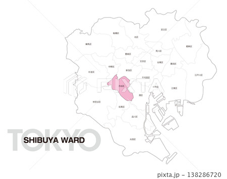 東京都渋谷区の区名入り位置地図 東京都渋谷区の区名入り位置地図 138286720