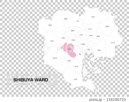 東京都渋谷区の区名入り位置地図 東京都渋谷区の区名入り位置地図 138286720