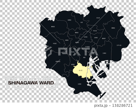 東京都品川区の区名入り位置地図 138286721