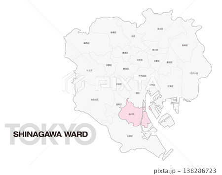 東京都品川区の区名入り位置地図 138286723